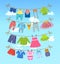 Clean child kids small clothes, cloth rope for white clouds