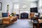 A clean and classic airy living room of a small cottage short term rental