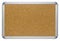 Clean corkboard with modern looking metallic color plastic frame. Sharp detailed blank cork board surface texture. Isolated on whi