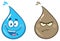 Clean And Dirty Water Drops Cartoon Mascot Character