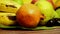 Clean eating,fruit background,various assorted juicy fruits :apple mango blueberry banana date pear