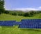 Clean electric energy solar plates in meadow