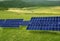 Clean electric energy solar plates in meadow