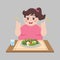 Clean food good health, Fat woman ready to eat vegetable salad