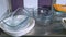 Clean glass cookware on kitchen table.