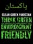 Clean Green Pakistan Text Illustration  Think green. Environment friendly