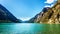 The clean green water of Seton Lake on the foot of Mount McLean near Lillooet