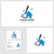 Clean house logo template with business card design mockup