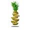 Clean and isolate pineapple levitating on a white background. High resolution image. Health concept and healthy food on levitation