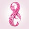 Clean Isolation Pink Curled Ribbon