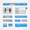 Clean Light Blue User Interface Controls. Web Elements. Website, Software UI: Buttons, Switchers, Arrows, Drop-down