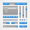 Clean Light Blue User Interface Controls. Web Elements. Website, Software UI: Buttons, Switchers, Slider