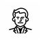 Clean-lined Illustration Of A Man In A Suit: Warmcore Portraiture Iconography