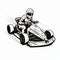 Clean-lined Karting Driver In Motion: Black-and-white Graphic Art