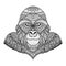 Clean lines doodle design of gorilla head for adult coloring pages and T- Shirt Graphic