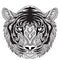 Clean lines doodle design of tiger face, for T-Shirt graphic, tattoo, coloring book for adult and so on -Stock