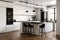 clean, minimalist kitchen with sleek white cabinetry and black appliances
