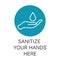 Clean and sanitize your hands here label, Stock vector illustration isolated on white background