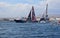 Clean Seas And Scallywag Sailing Very Close Between Spectator Boats Volvo Ocean Race Alicante 2017