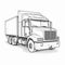 Clean And Sharp Tractor Trailer Coloring: Black And White Line Art