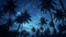 A clean starry night background, featuring a twinkling night sky and palm trees