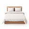 Clean And Streamlined White Bed With Wood Frame - Realistic Rendering