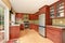 Clean style kitchen with stained wood.