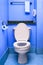 Clean toilet seat bowl restroom blue wc interior washroom hotel