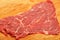 Clean very fresh red raw meat beef, on cutting board