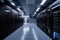 clean and well-lit server room, with racks of servers and high-tech equipment