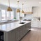 Clean white home kitchen brass fittings lighting