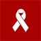 Clean White Ribbon, Aids Campaign, Peace Symbol Vector with Red Background