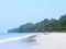 Clean White Sandy Beach, Blue Sea Water, Clear Sky, Colorful Flags, Boat and Clear Sky - Radhanagar Beach, Havelock Island, India