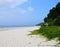 Clean White Sandy Beach and Coastal Green Plants - Radhanagar Beach, Havelock Island, Andaman & Nicobar Islands, India, Asia