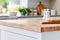 Clean wooden countertop in a modern kitchen setting