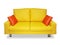 Clean yellow sofa and pillows