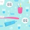 Clean your teeth. Seamless pattern with cute teeth, toothbrush, toothpaste, water glass. Vector