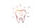 Cleaned tooth, care, dental, health, hygiene concept. Hand drawn isolated vector.