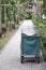 Cleaner cart on the stone walkway