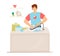 Cleaner in the kitchen - modern colored vector illustration