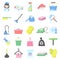 Cleaning 25 cartoon icons set for web