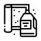 Cleaning agent and carpet icon vector outline illustration