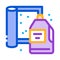 Cleaning agent and carpet icon vector outline illustration