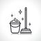 Cleaning broom and bucket icon