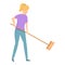 Cleaning brush icon cartoon vector. Housewife mom