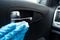 Cleaning Car Door Handle With Sanitizer Wipe