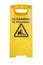 Cleaning caution sign on white background