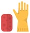 Cleaning color icon. Rubber glove and wet sponge
