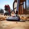 Cleaning dirty old carpet with a vacuum cleaner universal nozzle