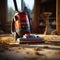 Cleaning dirty old carpet with a vacuum cleaner universal nozzle